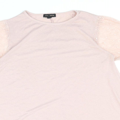 QED London Womens Pink Round Neck Polyester Pullover Jumper Size M
