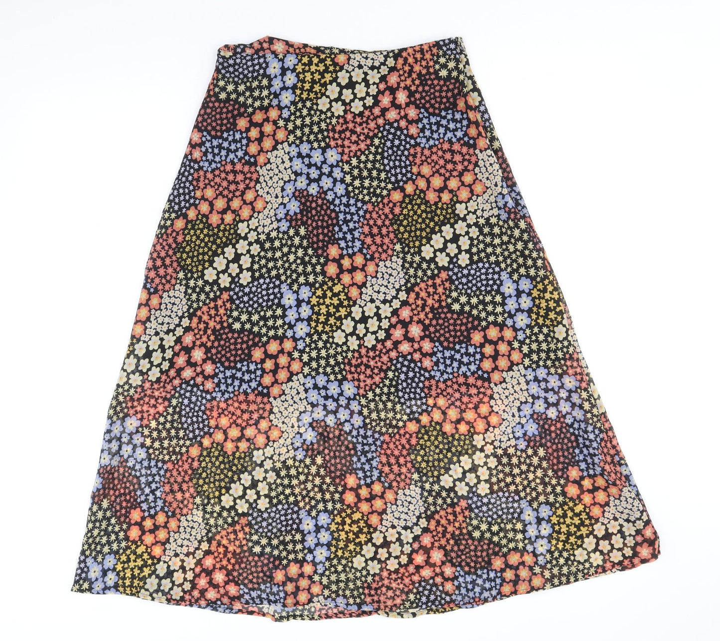 Wednesday's Girl Womens Multicoloured Floral Polyester Swing Skirt Size XS Zip