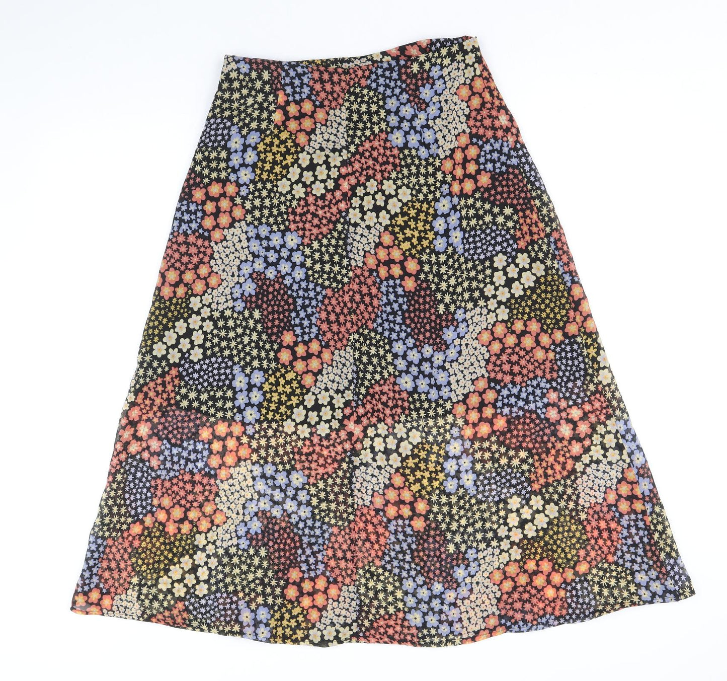 Wednesday's Girl Womens Multicoloured Floral Polyester Swing Skirt Size XS Zip