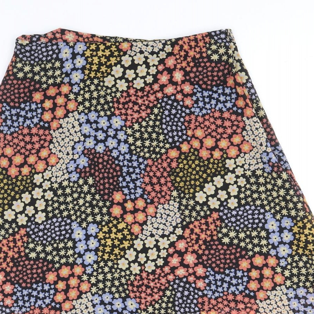 Wednesday's Girl Womens Multicoloured Floral Polyester Swing Skirt Size XS Zip