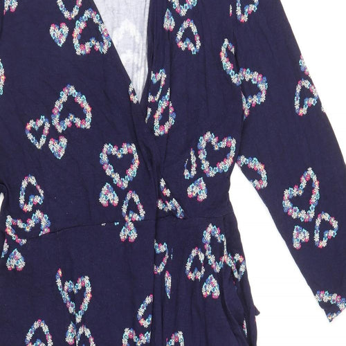 Khost Womens Blue Geometric Viscose Wrap Dress Size 18 V-Neck Pullover - Heart Pattern