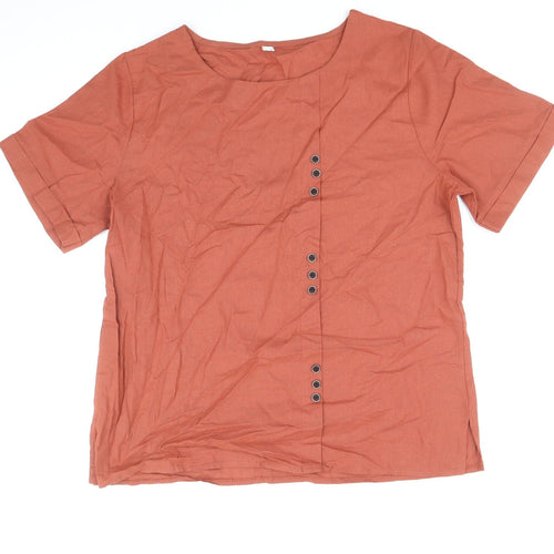 Day You Womens Beige Cotton Basic Blouse Size XL Round Neck