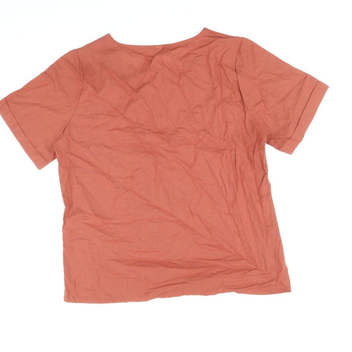 Day You Womens Beige Cotton Basic Blouse Size XL Round Neck