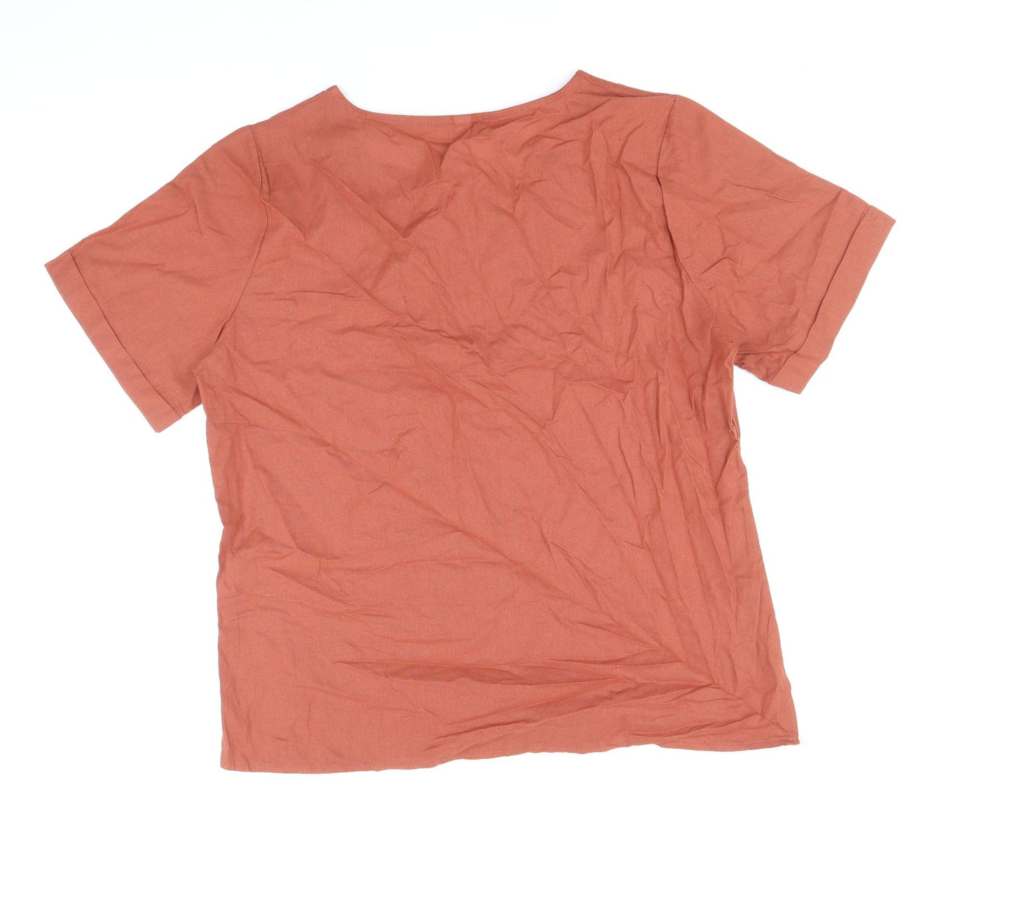 Day You Womens Beige Cotton Basic Blouse Size XL Round Neck
