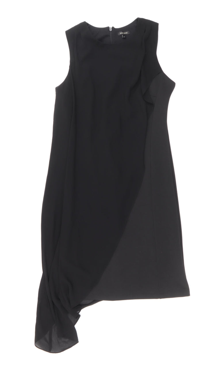 River Island Womens Black Polyester A-Line Size 8 Round Neck Zip