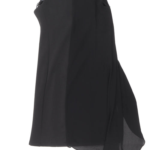 River Island Womens Black Polyester A-Line Size 8 Round Neck Zip