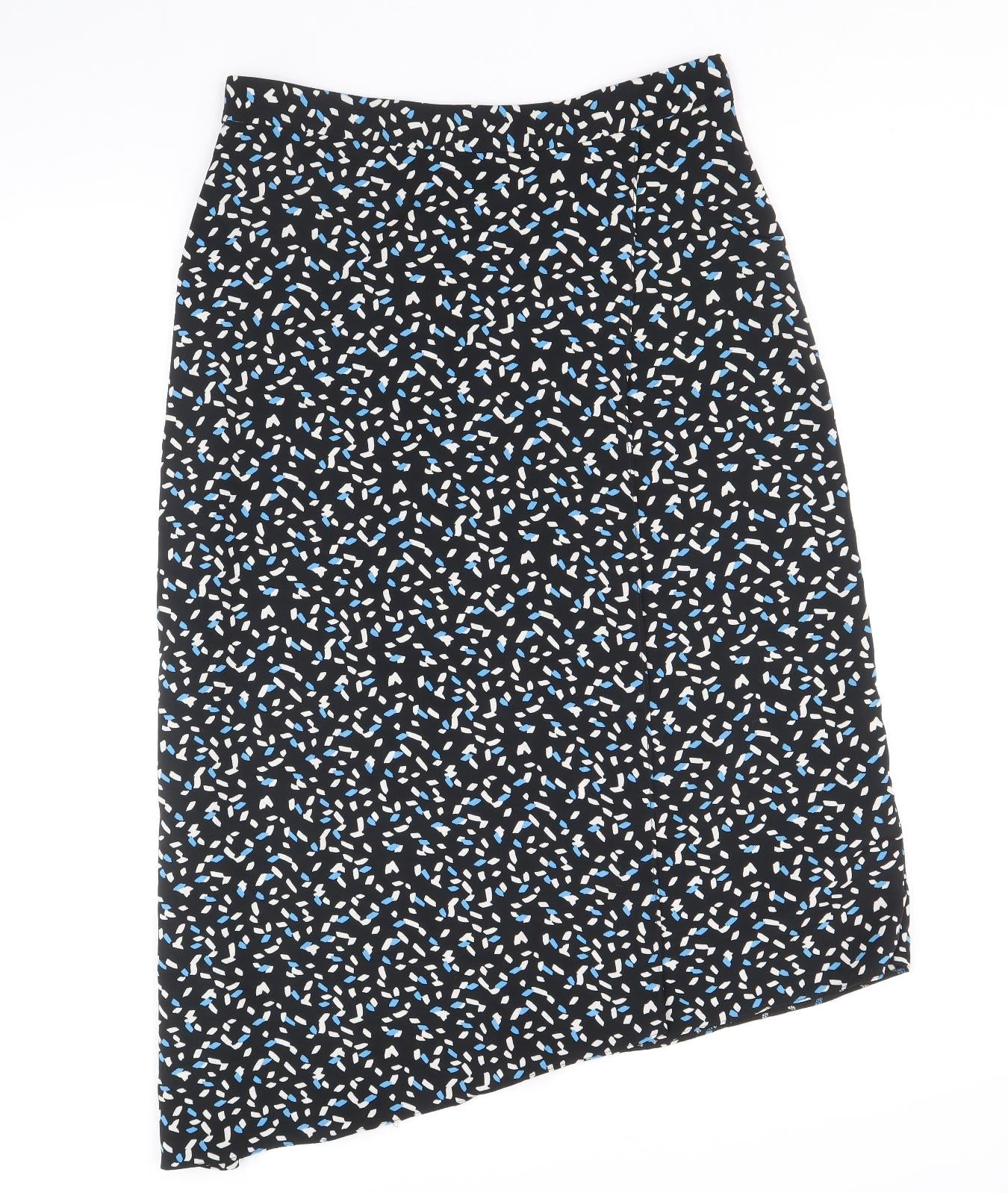 Primark Womens Black Geometric Polyester Straight & Pencil Skirt Size 14 Zip