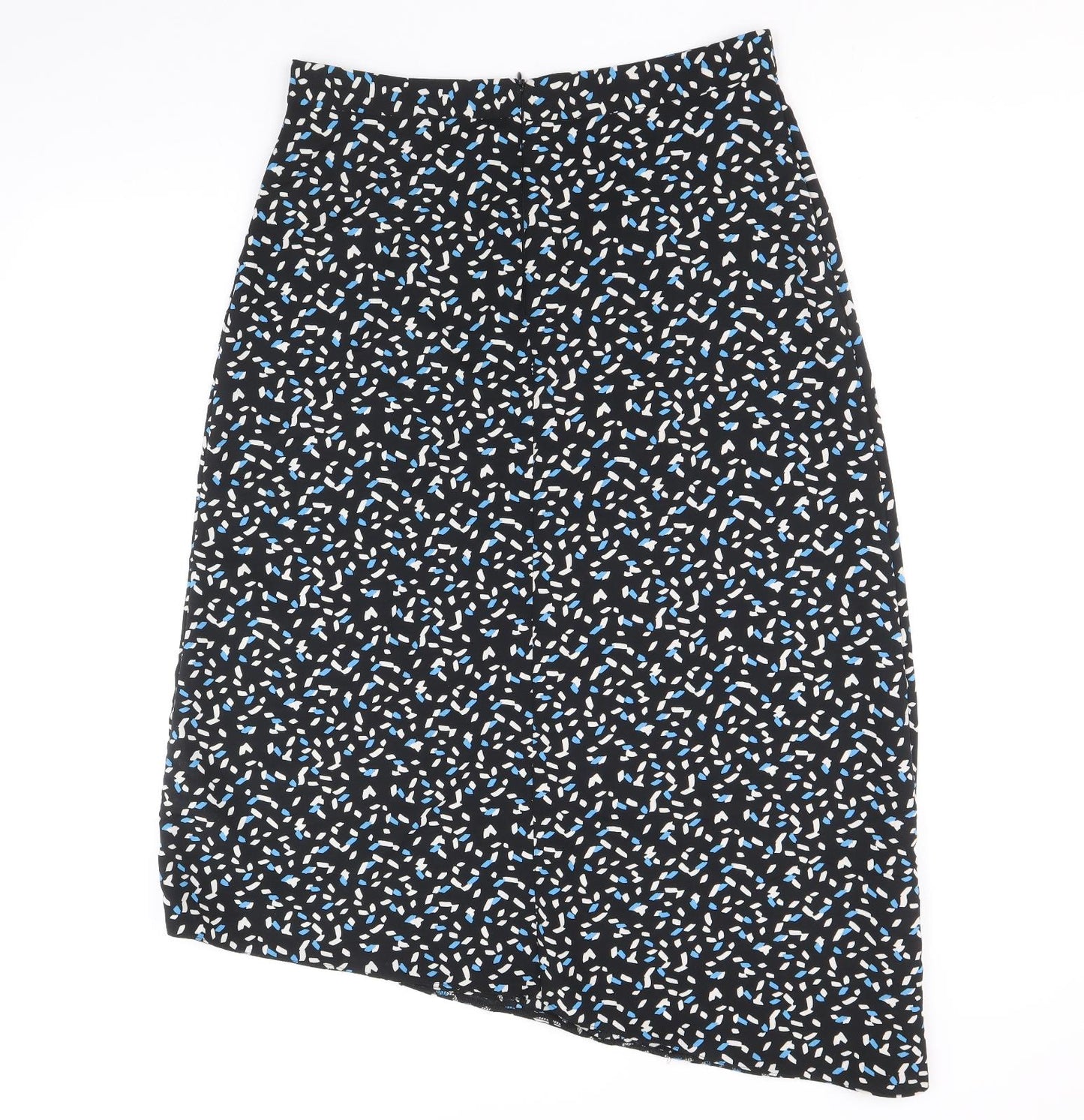 Primark Womens Black Geometric Polyester Straight & Pencil Skirt Size 14 Zip