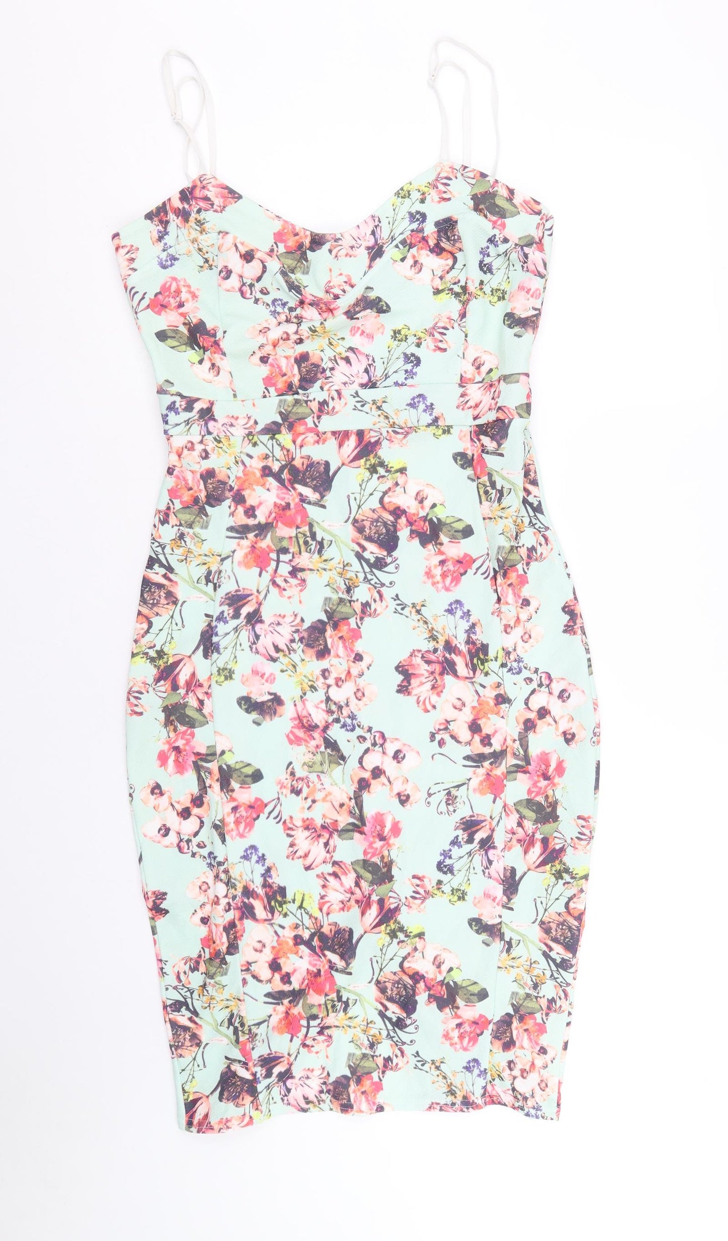 Boohoo Womens Multicoloured Floral Polyester Bodycon Size 14 Sweetheart Pullover