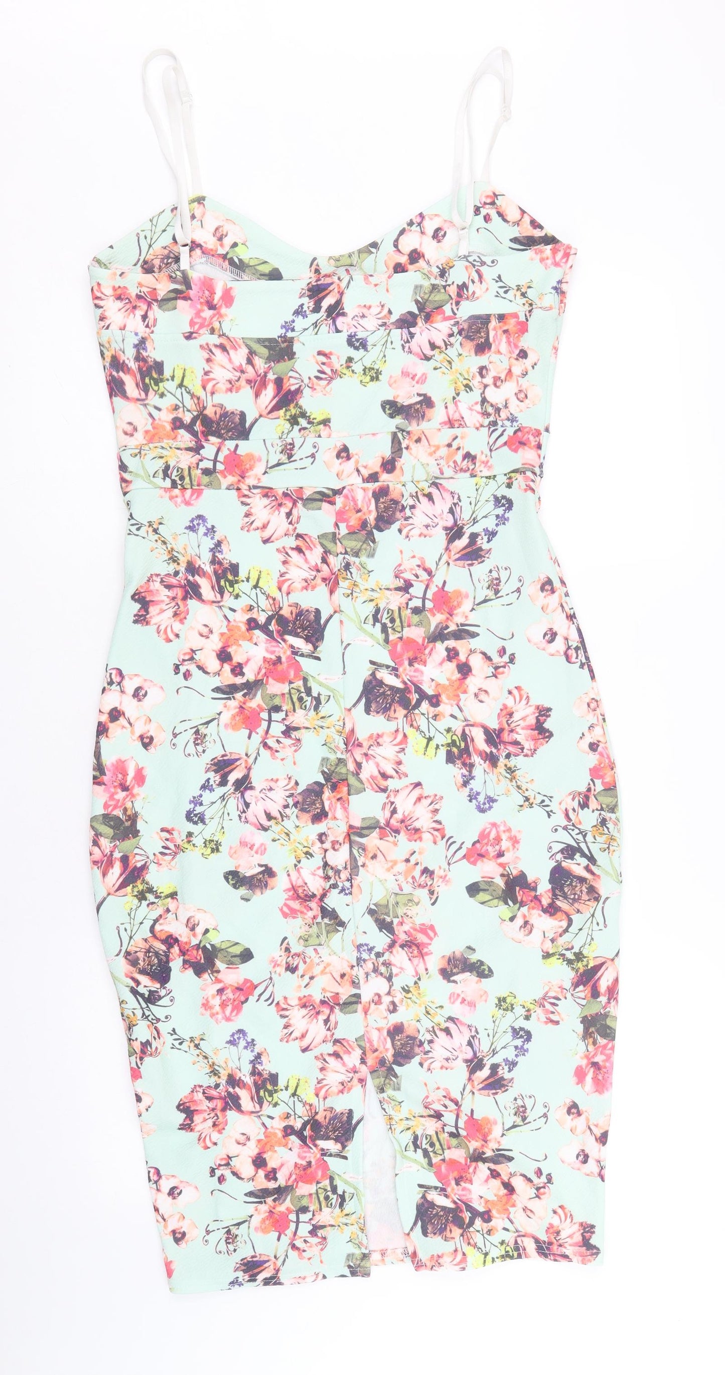 Boohoo Womens Multicoloured Floral Polyester Bodycon Size 14 Sweetheart Pullover