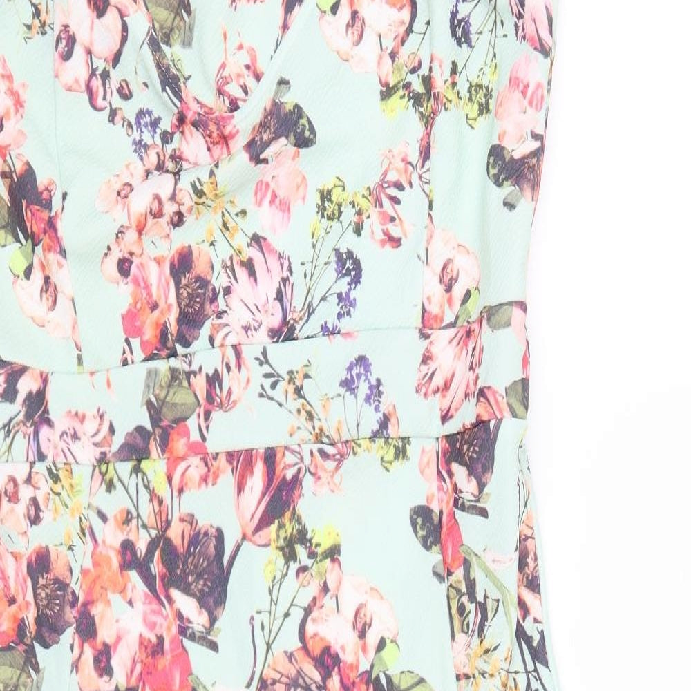 Boohoo Womens Multicoloured Floral Polyester Bodycon Size 14 Sweetheart Pullover