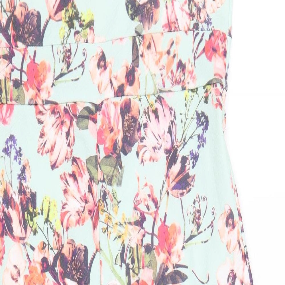 Boohoo Womens Multicoloured Floral Polyester Bodycon Size 14 Sweetheart Pullover