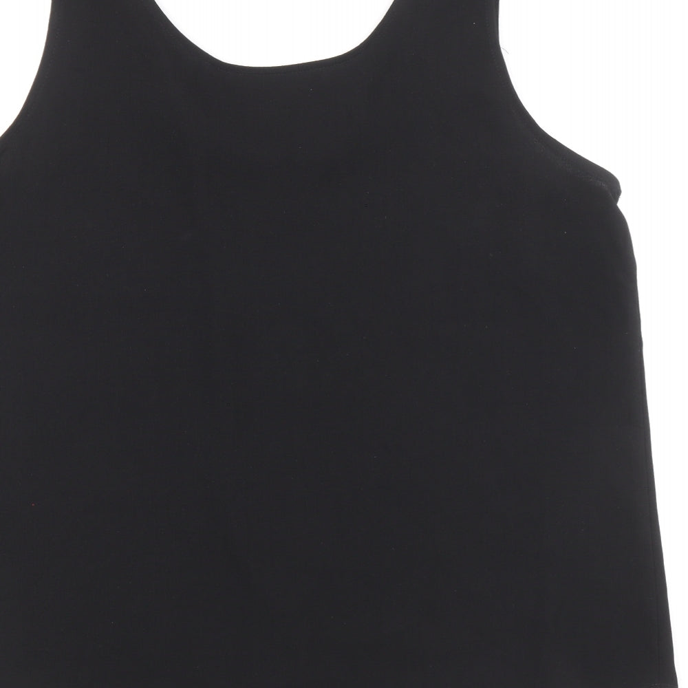 TU Womens Black Polyester Basic Tank Size 16 Scoop Neck