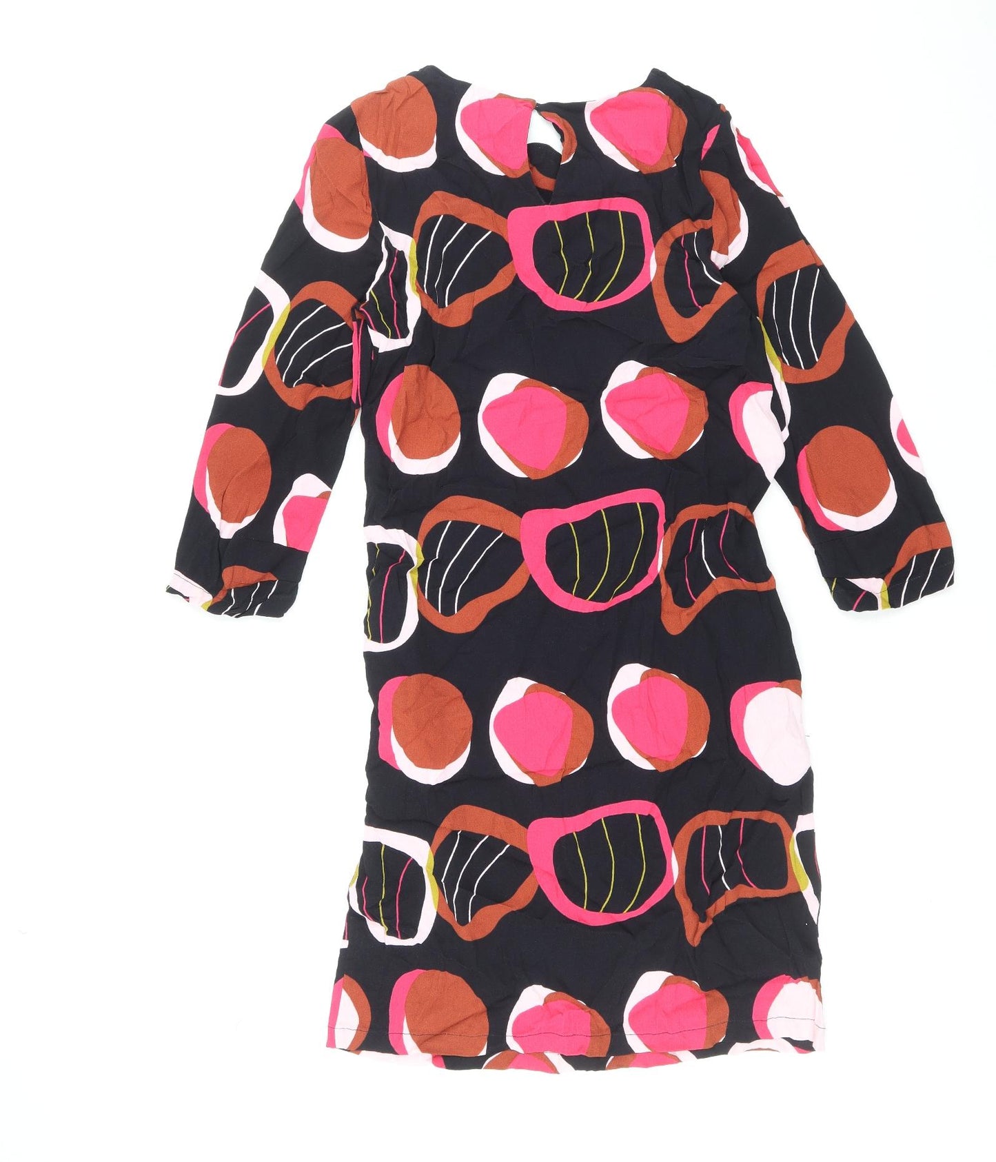 Foil Womens Multicoloured Geometric Viscose A-Line Size 8 Round Neck Button