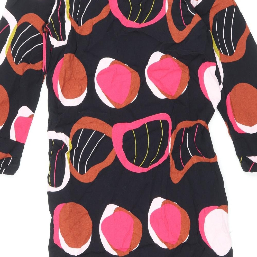 Foil Womens Multicoloured Geometric Viscose A-Line Size 8 Round Neck Button