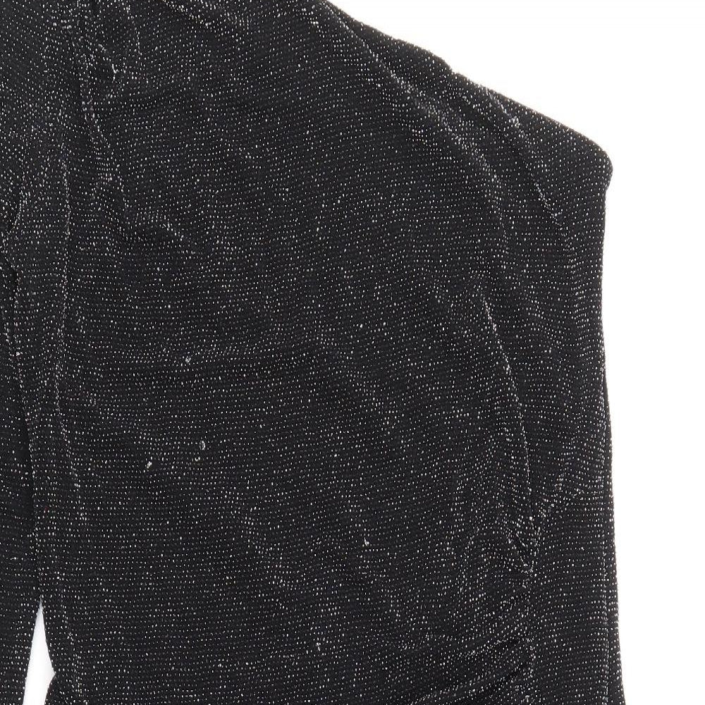 Jane Norman Womens Black Nylon Bodycon Size 16 One Shoulder Pullover