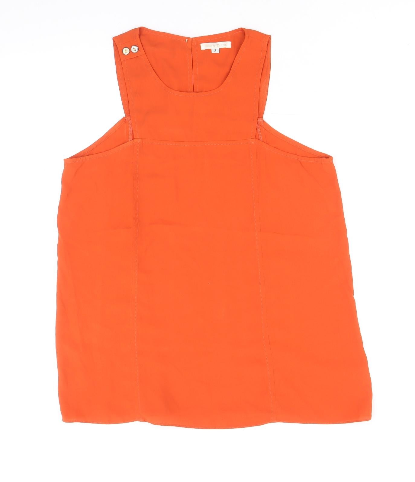 Bloom Design Womens Orange Polyester Basic Blouse Size S Round Neck