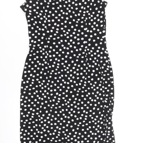 Pieces Womens Black Polka Dot Polyester A-Line Size 10 V-Neck Pullover