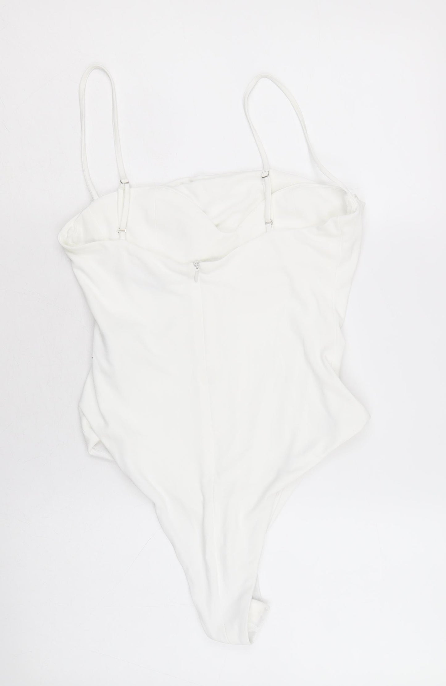 Zara Womens White Polyester Bodysuit One-Piece Size M Zip