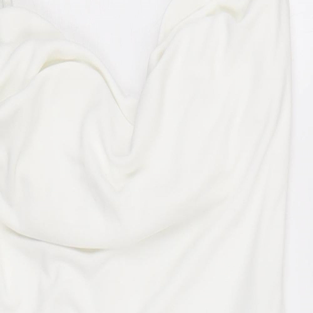 Zara Womens White Polyester Bodysuit One-Piece Size M Zip