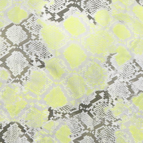 New Look Womens Yellow Animal Print Polyester Basic Button-Up Size 8 V-Neck - Snake Print