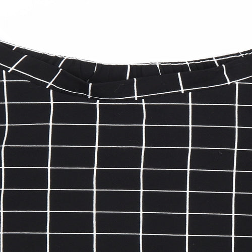 SheIn Womens Black Check Polyester Swing Skirt Size 2XL