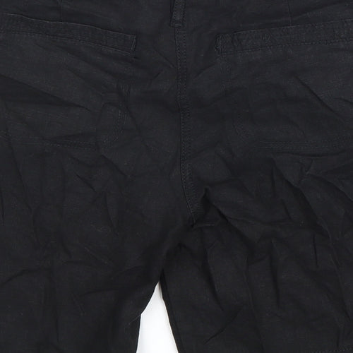 NEXT Womens Black Linen Chino Shorts Size 10 L9 in Regular Zip