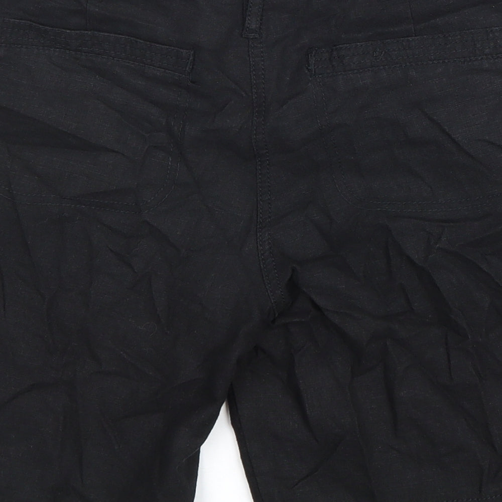 NEXT Womens Black Linen Chino Shorts Size 10 L9 in Regular Zip