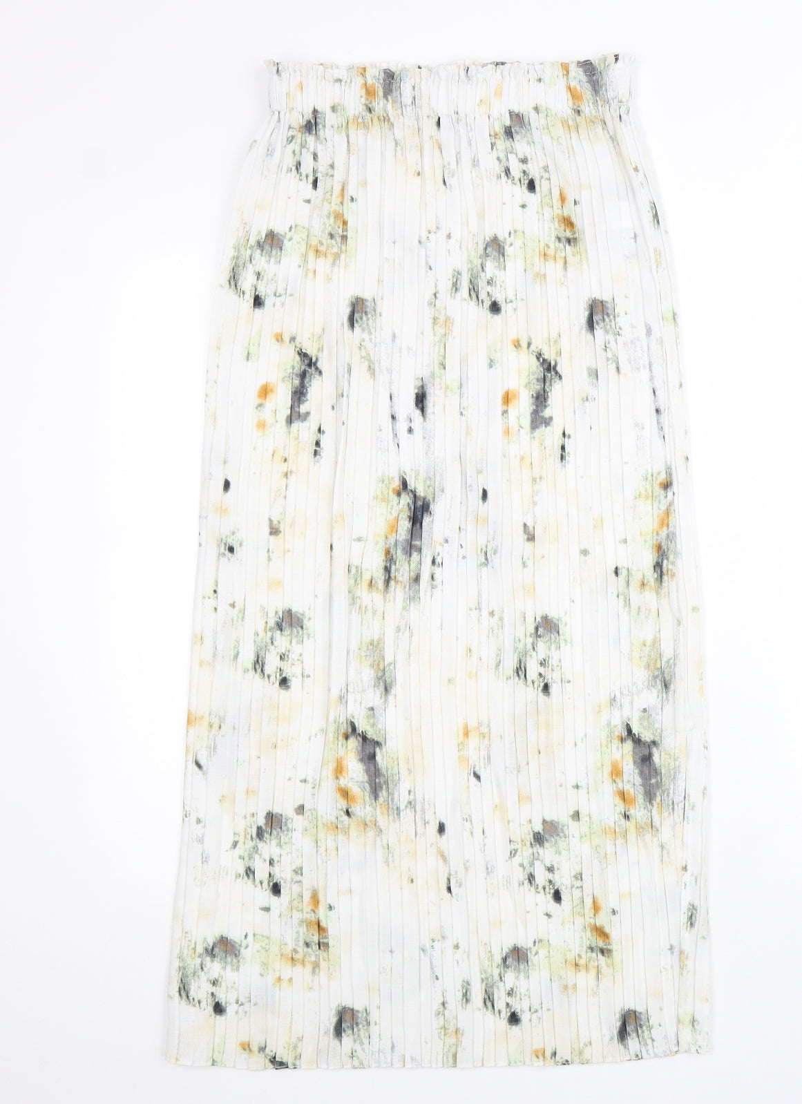 Primark Womens White Geometric Polyester Pleated Skirt Size 8