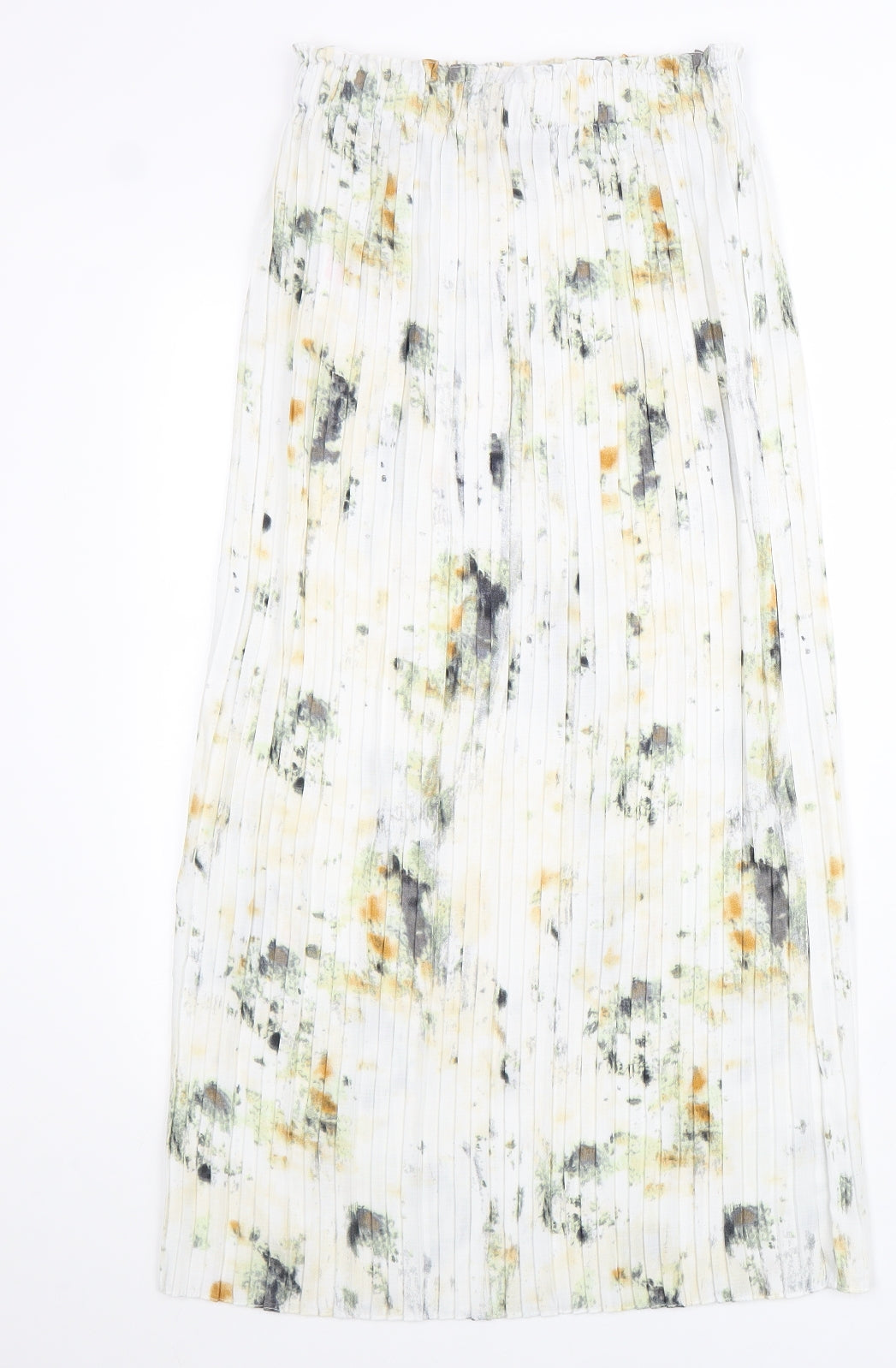 Primark Womens White Geometric Polyester Pleated Skirt Size 8