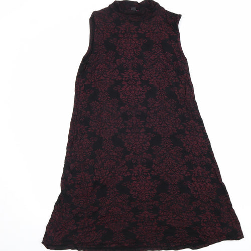 Therapy Womens Red Geometric Viscose A-Line Size XS Mock Neck Pullover