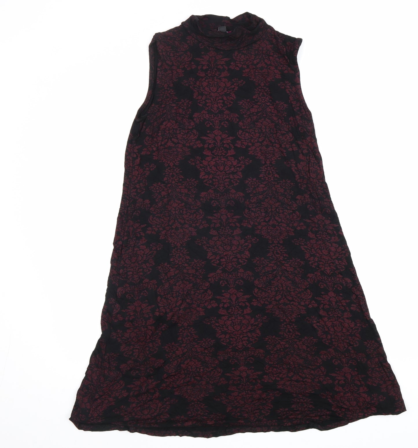Therapy Womens Red Geometric Viscose A-Line Size XS Mock Neck Pullover