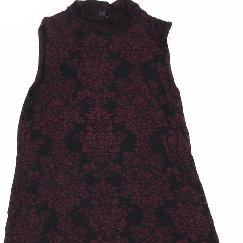 Therapy Womens Red Geometric Viscose A-Line Size XS Mock Neck Pullover