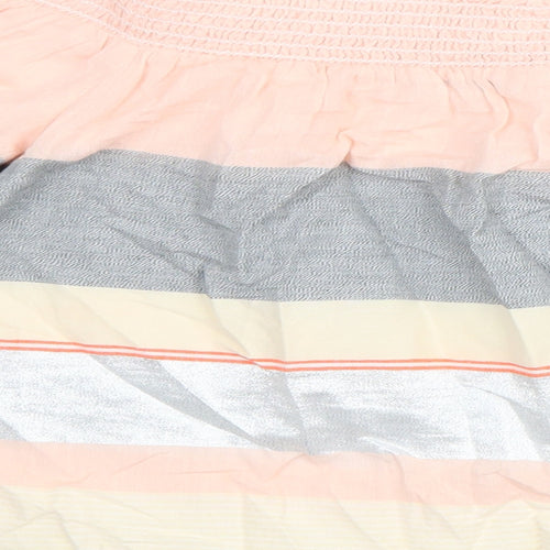 F&F Womens Multicoloured Colourblock Cotton Basic Blouse Size 14 Off the Shoulder