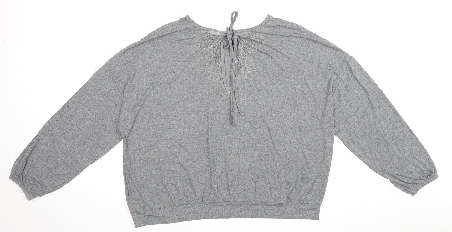 Rosie Womens Grey Viscose Basic Blouse Size 16 Round Neck
