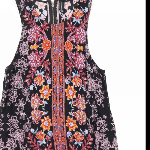 IZABEL Womens Multicoloured Geometric Viscose A-Line Size 12 Round Neck Zip