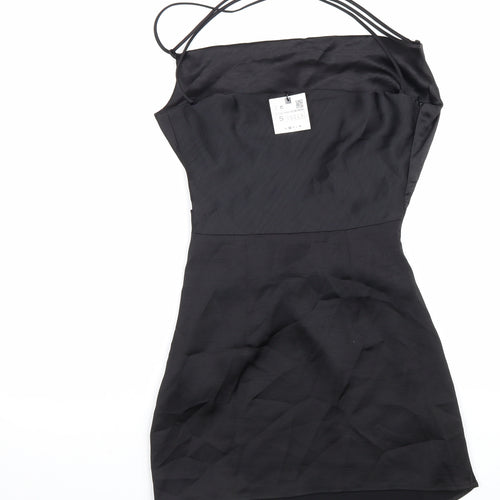 Zara Womens Black Polyester Shift Size S Cowl Neck Zip
