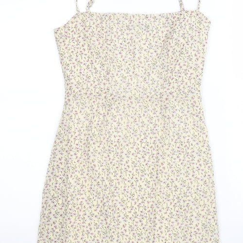 Nasty Gal Womens Beige Geometric Polyester Shift Size 6 Square Neck Zip