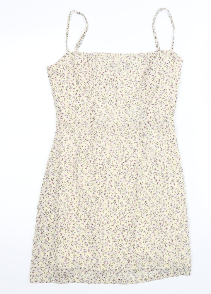 Nasty Gal Womens Beige Geometric Polyester Shift Size 6 Square Neck Zip