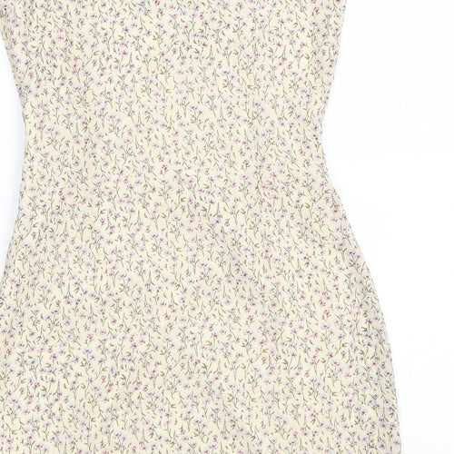 Nasty Gal Womens Beige Geometric Polyester Shift Size 6 Square Neck Zip