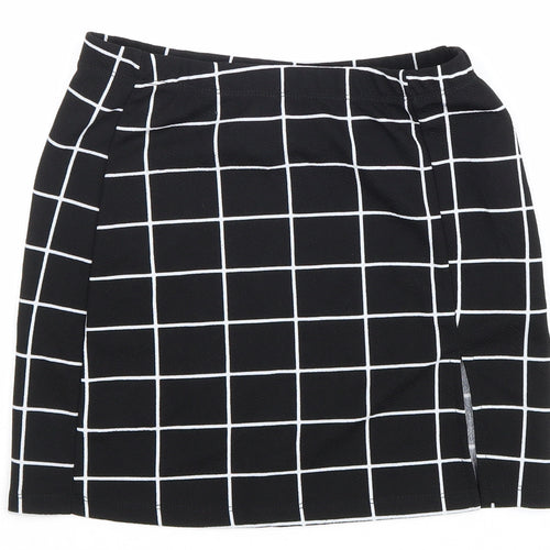 SheIn Womens Black Check Polyester Mini Skirt Size XS