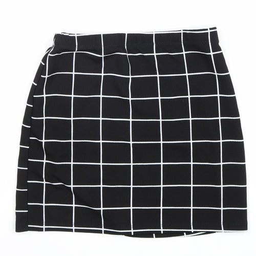 SheIn Womens Black Check Polyester Mini Skirt Size XS