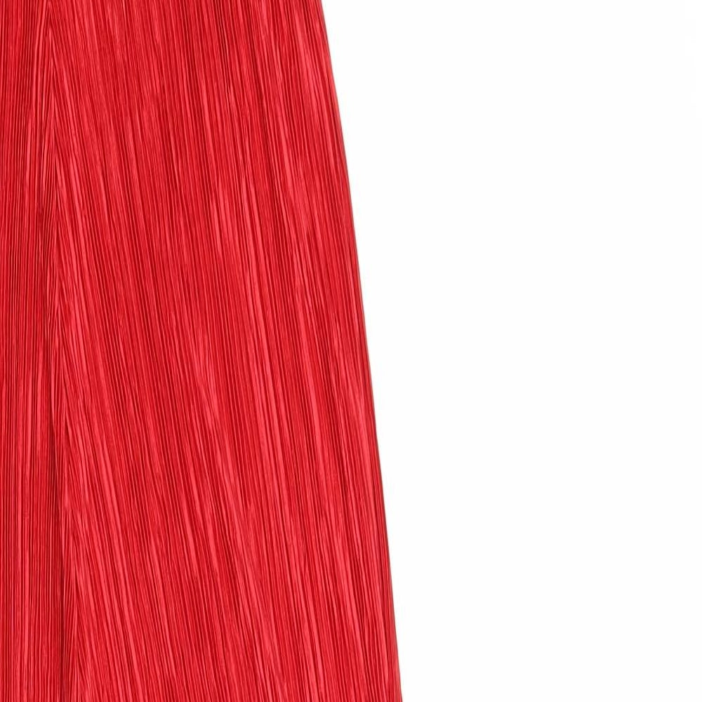 Boohoo Womens Red Viscose Jumpsuit One-Piece Size 10 L36 in Pullover