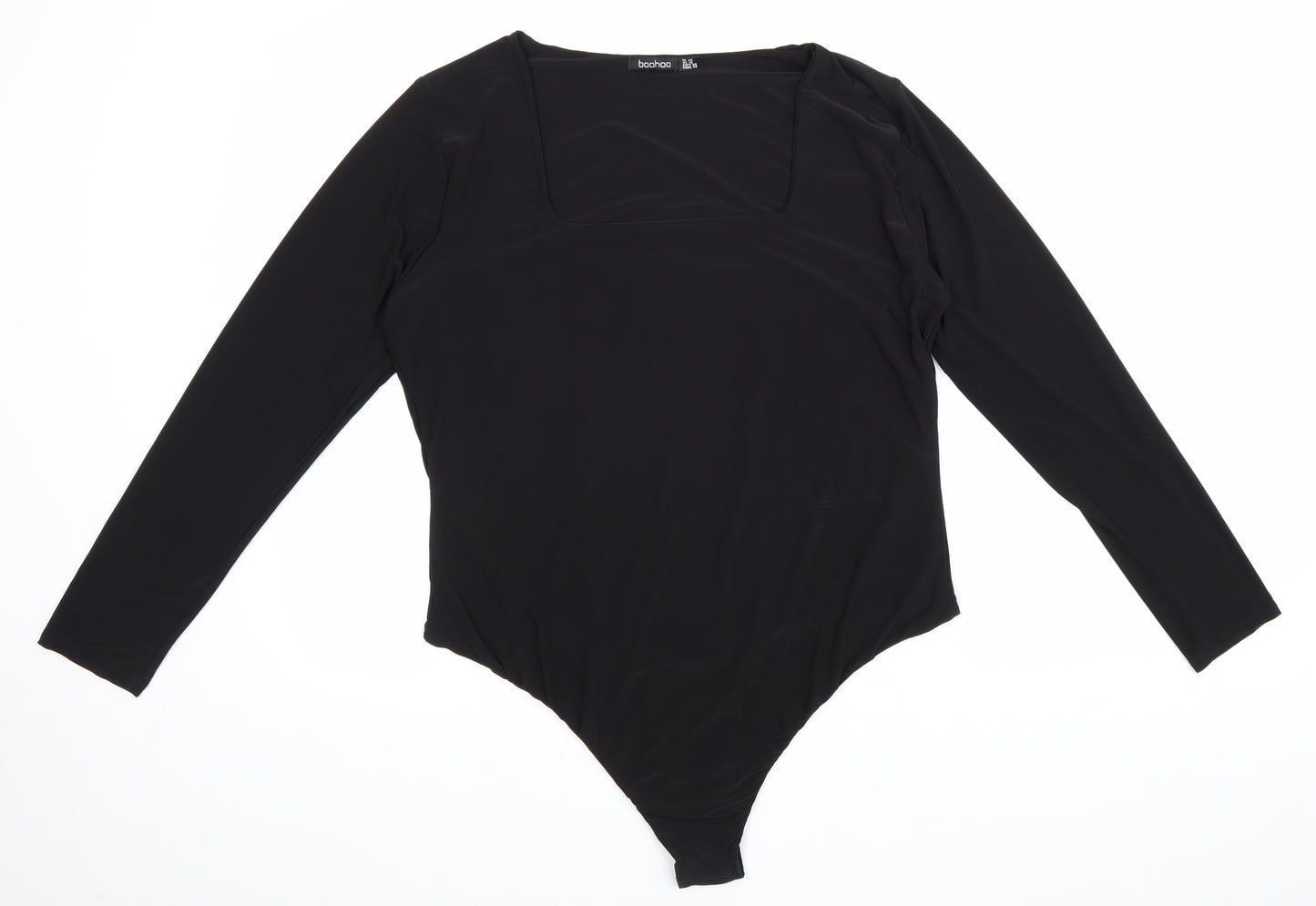 Boohoo Womens Black Polyester Bodysuit One-Piece Size 22 Snap