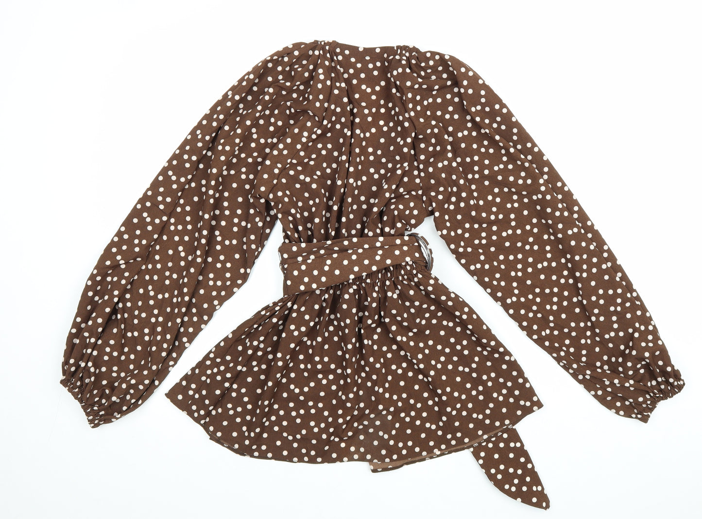 ASOS Womens Brown Polka Dot Polyester A-Line Size 4XL V-Neck Hook & Eye