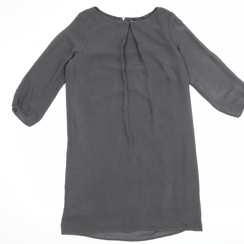 H&M Womens Grey Polyester A-Line Size 10 Round Neck Zip