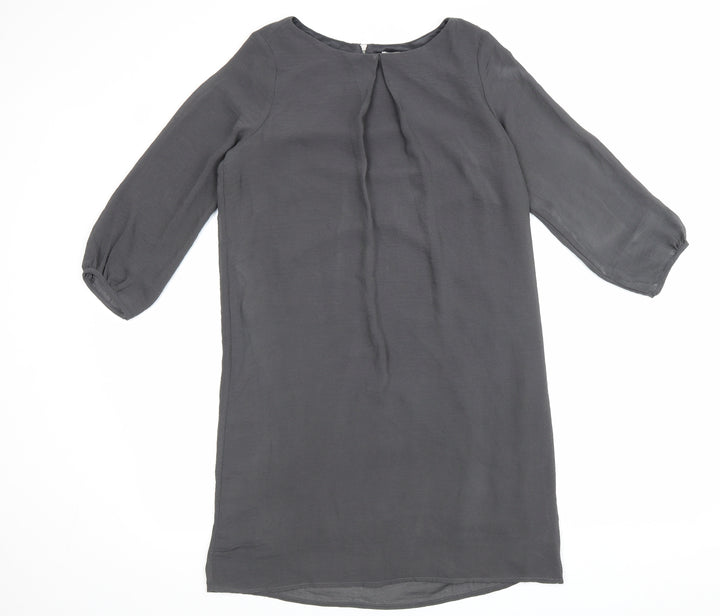 H&M Womens Grey Polyester A-Line Size 10 Round Neck Zip