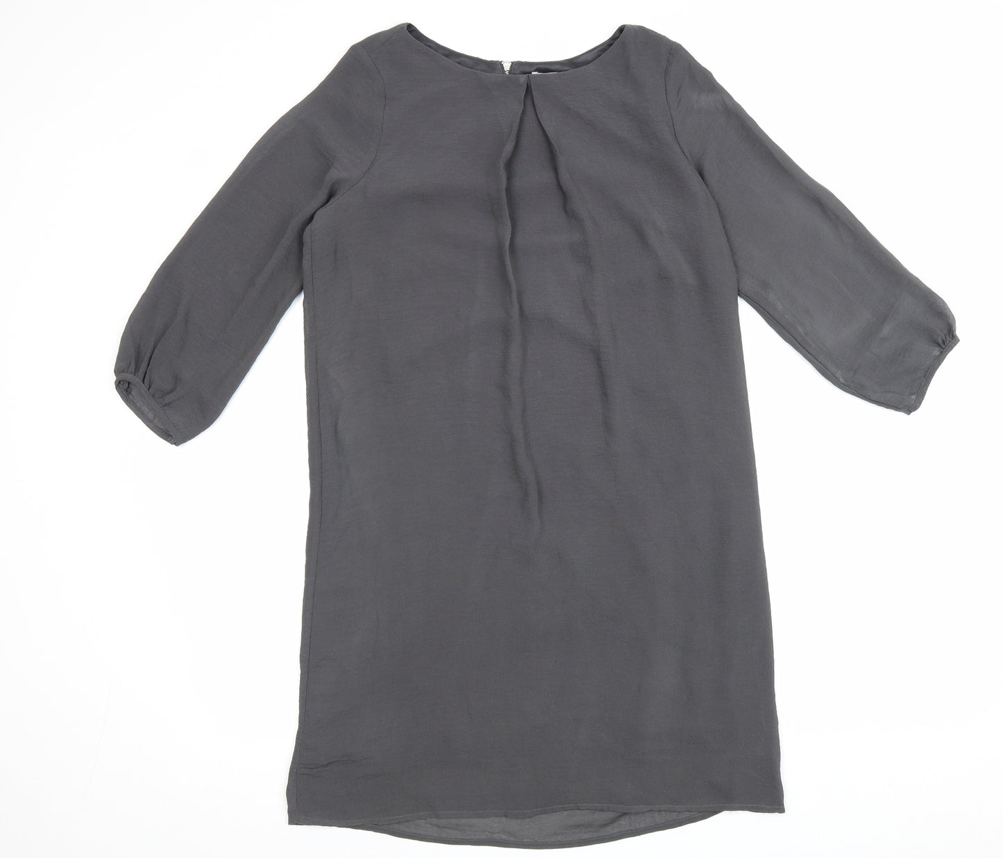 H&M Womens Grey Polyester A-Line Size 10 Round Neck Zip
