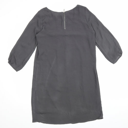 H&M Womens Grey Polyester A-Line Size 10 Round Neck Zip