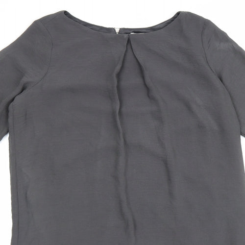 H&M Womens Grey Polyester A-Line Size 10 Round Neck Zip
